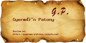 Gyermán Patony névjegykártya